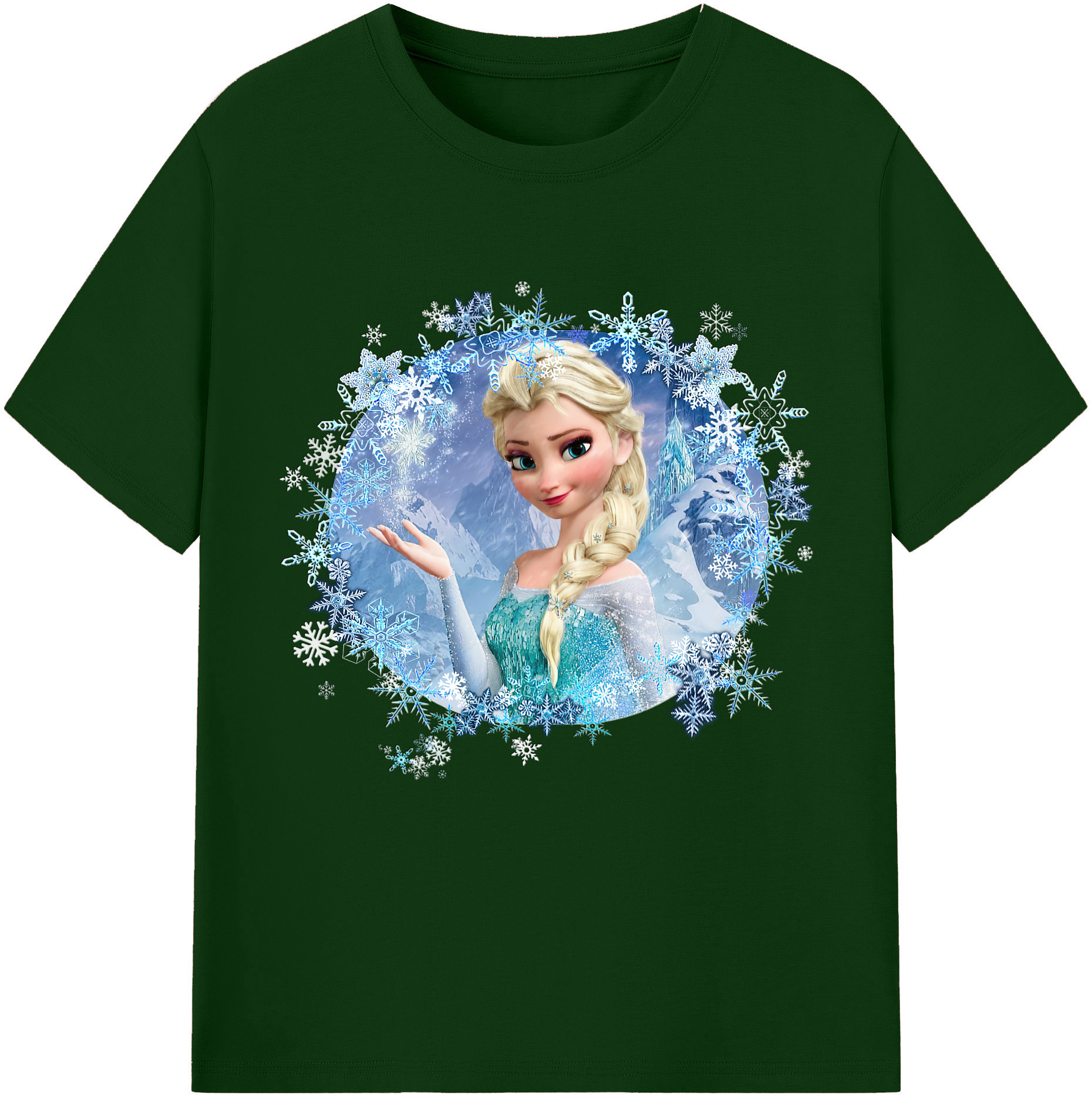 （画像用） アナと雪の女王 アンナ エルサ Frozen Anna Elsa 綿100％半袖Tシャツ（フロントプリント）